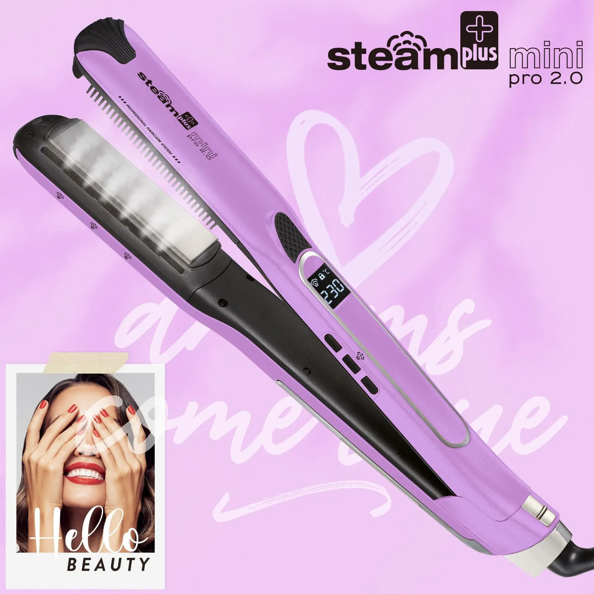 2 in 1 Hair Straightener Hair Steam Flat Iron