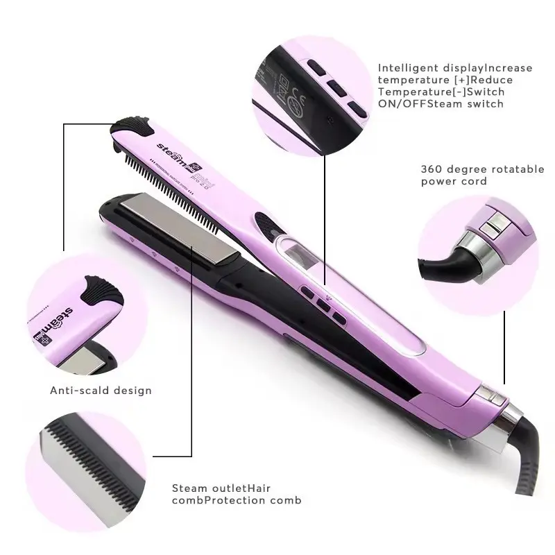 2 in 1 Hair Straightener Hair Steam Flat Iron