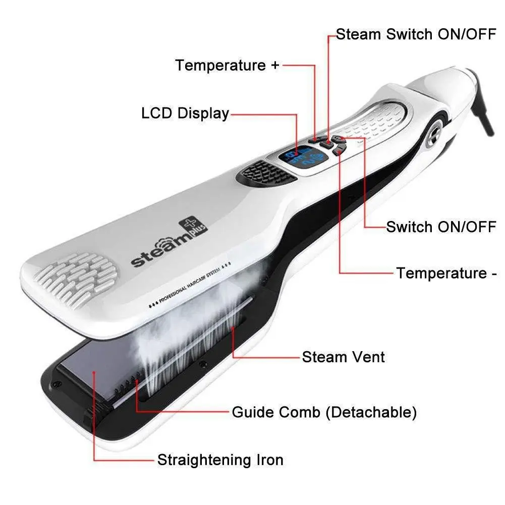 salon use Flat Iron 2 in 1 Steam Straightener
