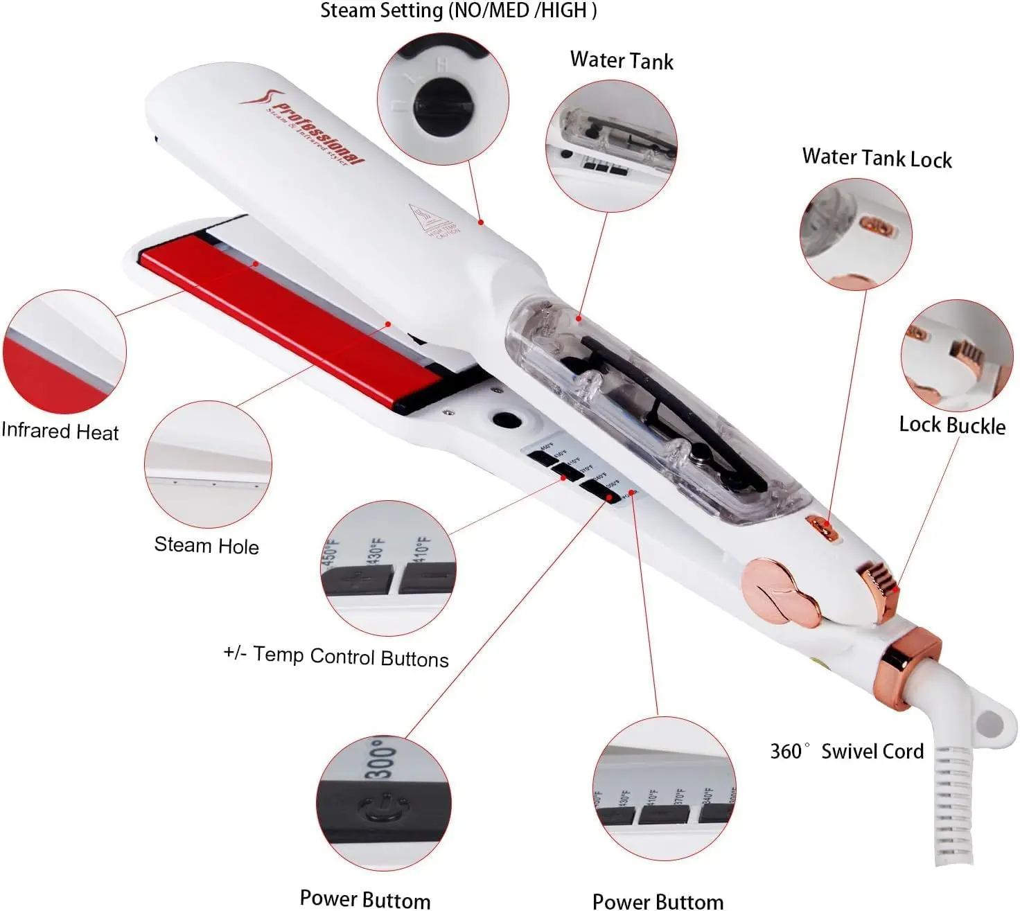 infrared steam hair straightener