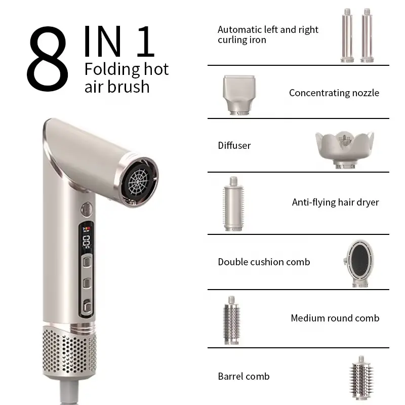 8 in 1 Air wrap Styler BLDC Multi Hair Styler 1400w Hot Air Brush