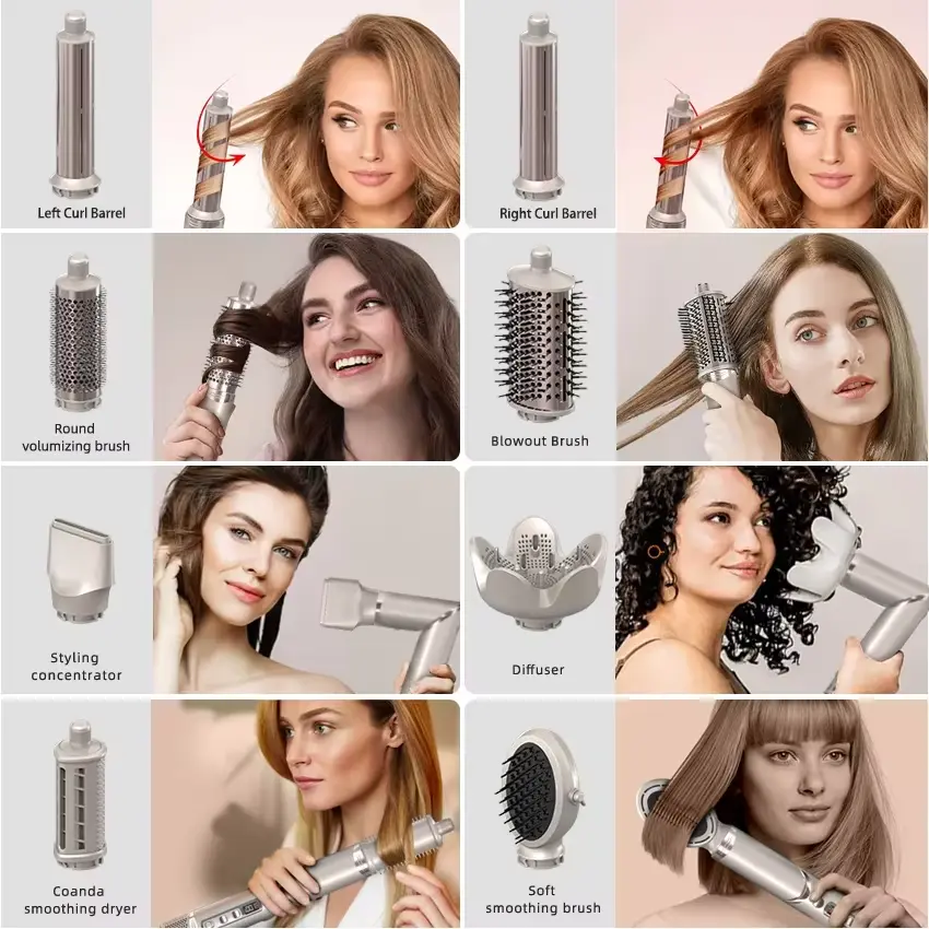 8 in 1 Air wrap Styler BLDC Multi Hair Styler 1400w Hot Air Brush