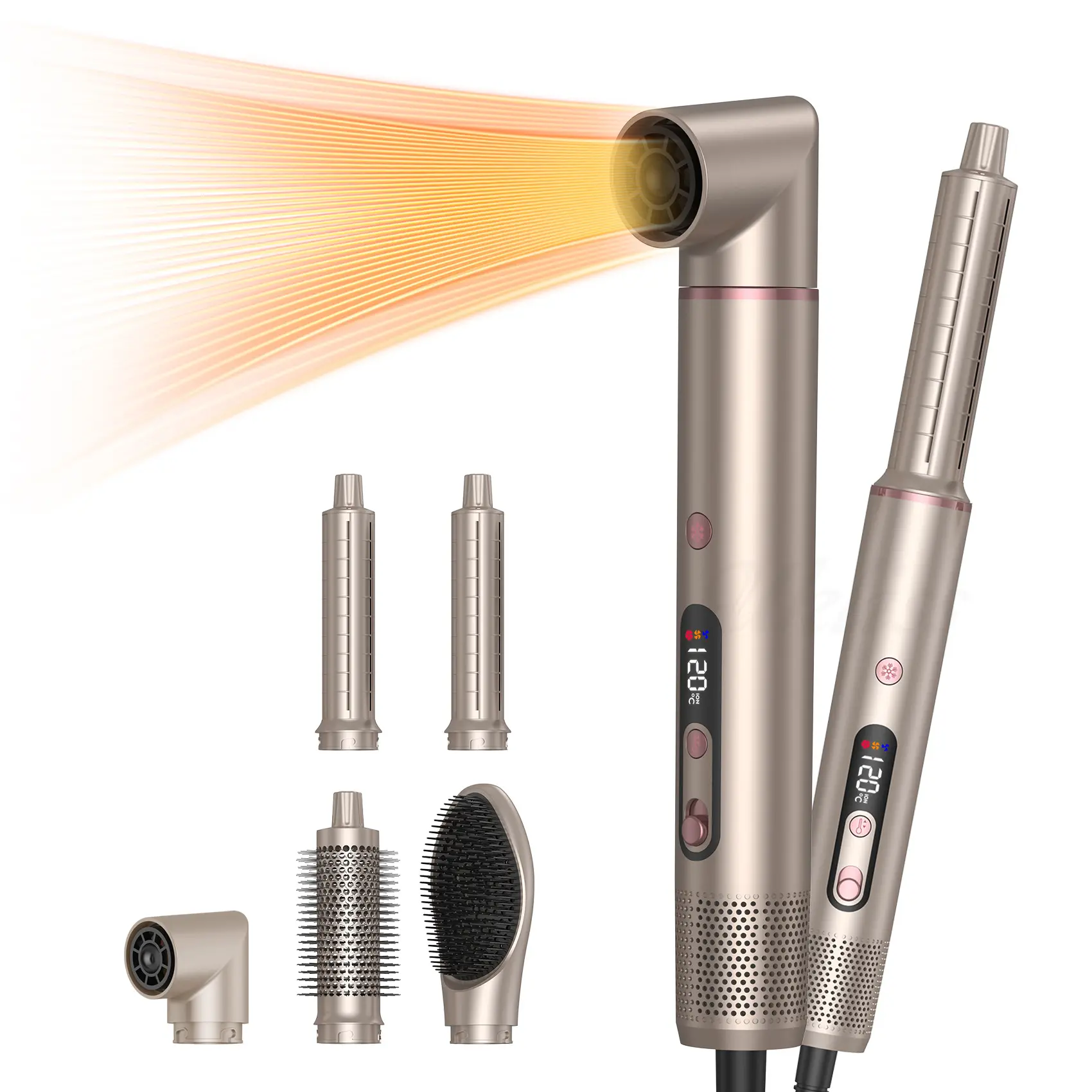 1400W Multi Hair Styler Ionic Hot Air Curler Brush Straightener