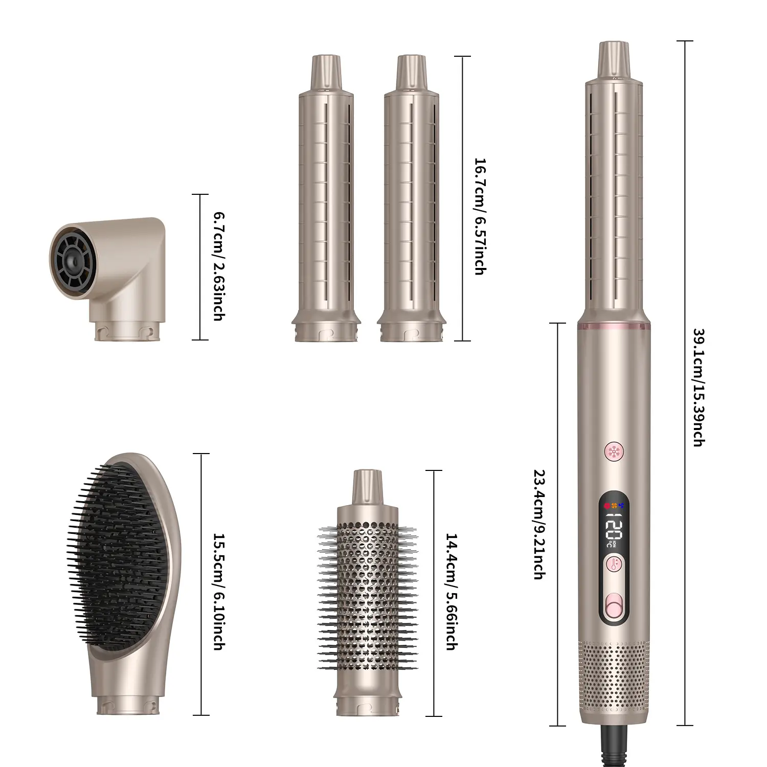 1400W Multi Hair Styler Ionic Hot Air Curler Brush Straightener