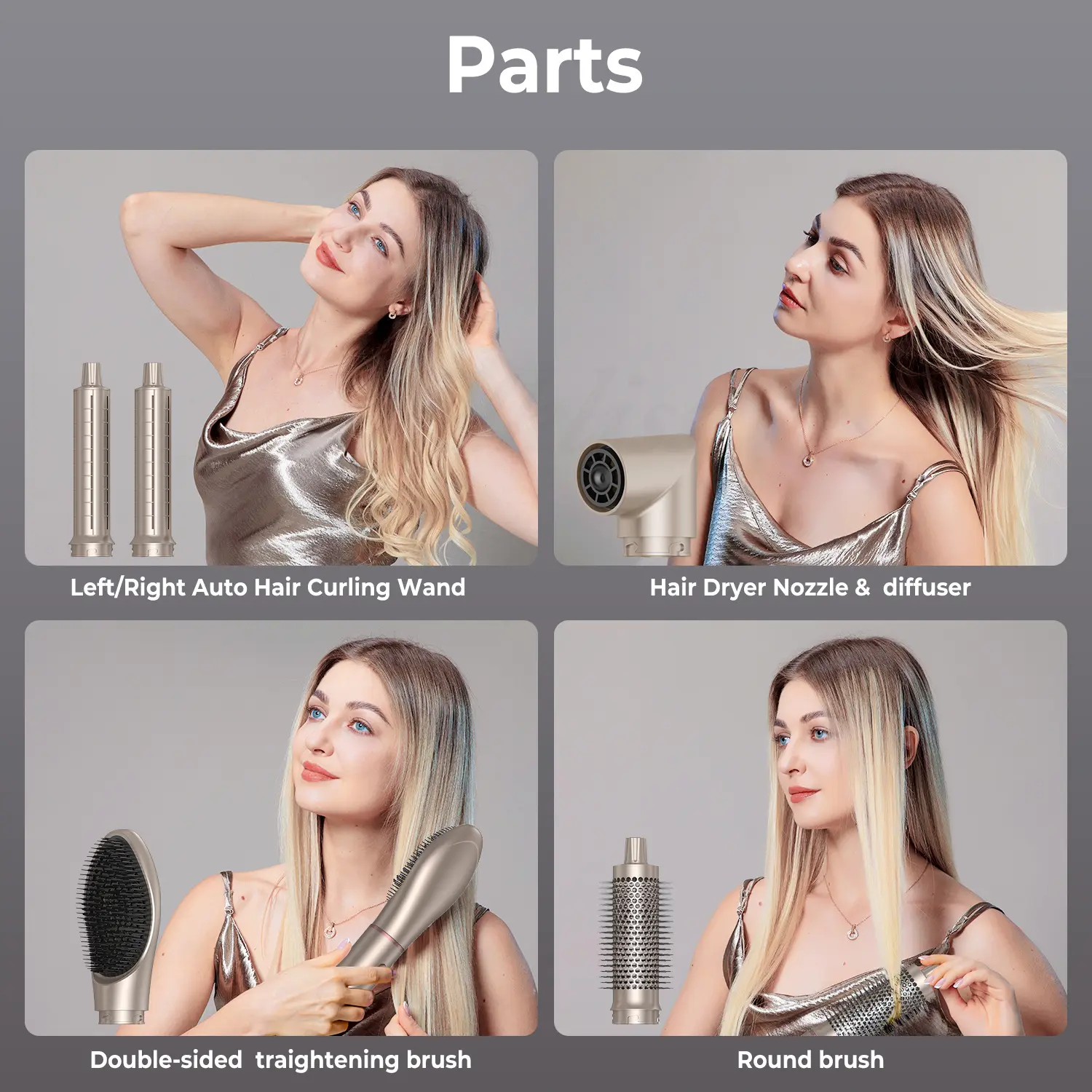 1400W Multi Hair Styler Ionic Hot Air Curler Brush Straightener
